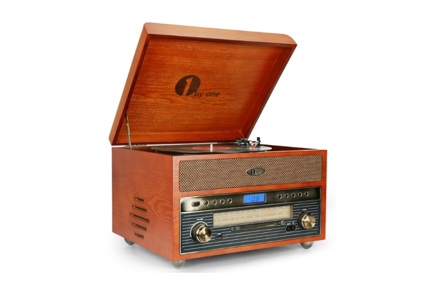 1byone Nostalgic Wooden Record Player