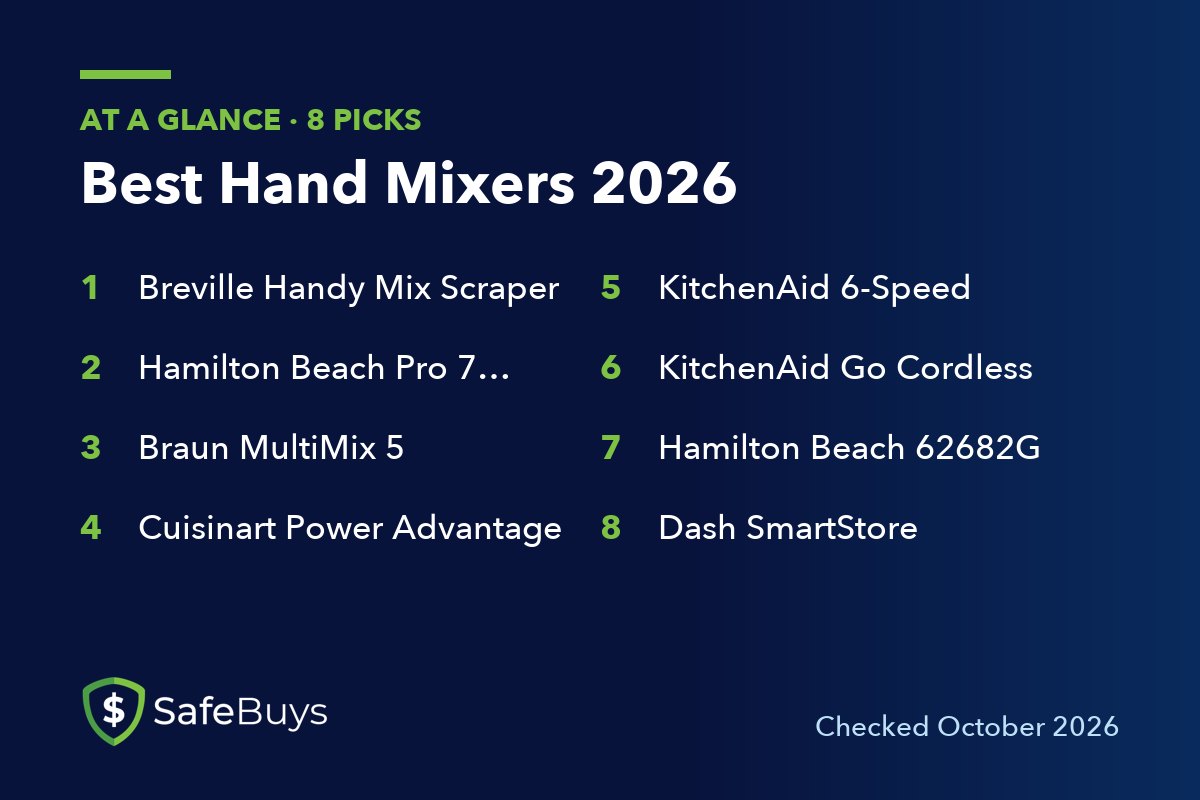 Best Hand Mixers 2026: the 8 picks in this guide at a glance
